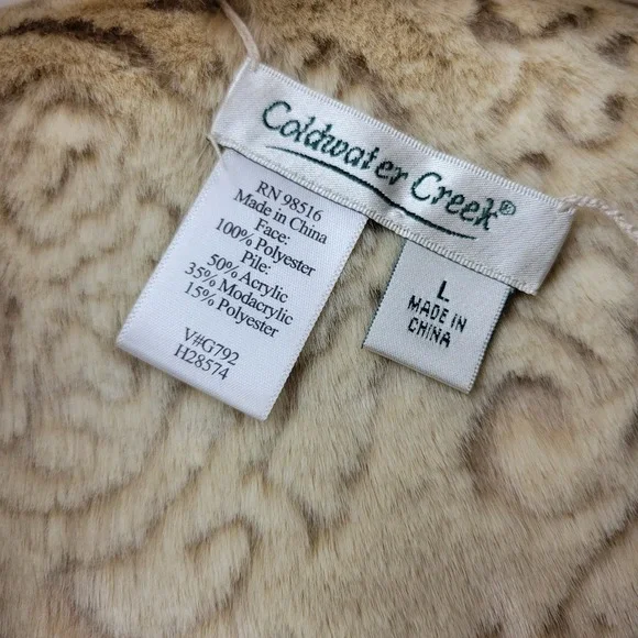 Coldwater Creek Womens Size Medium Tan Faux Suede Faux Fur Jacket Coat - Picture 9 of 13